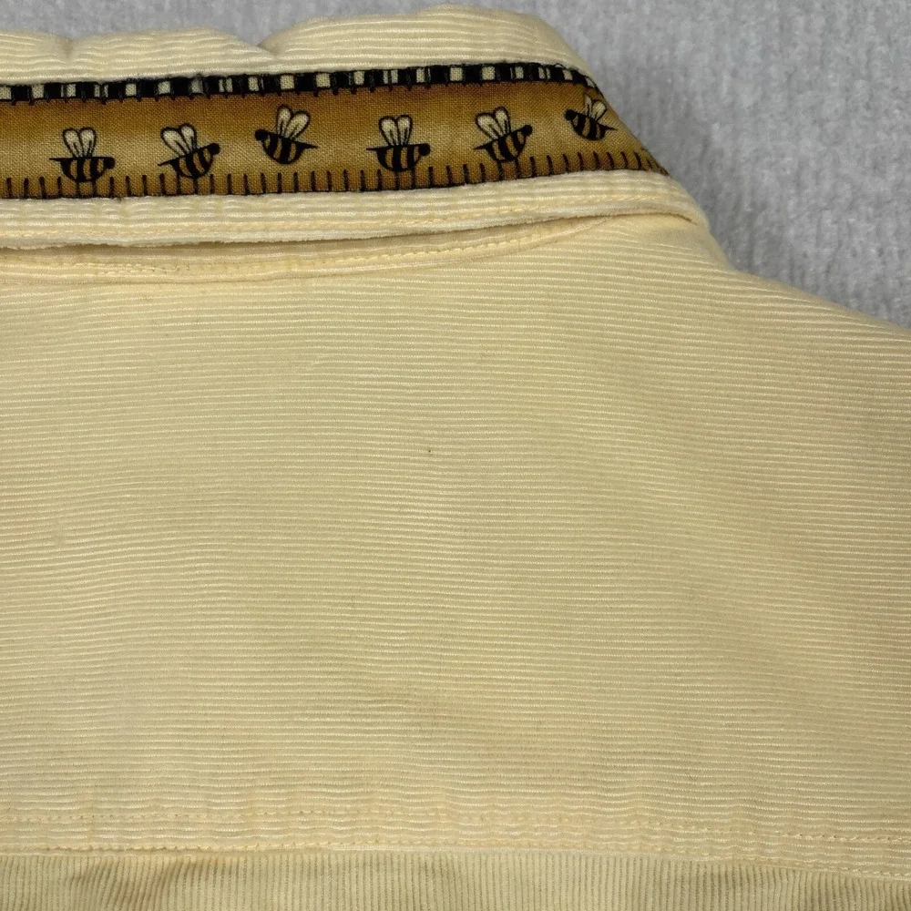 Cherokee Shirt Womens Medium Yellow Orange Corduroy Bears‎ Honey Tea Party VTG